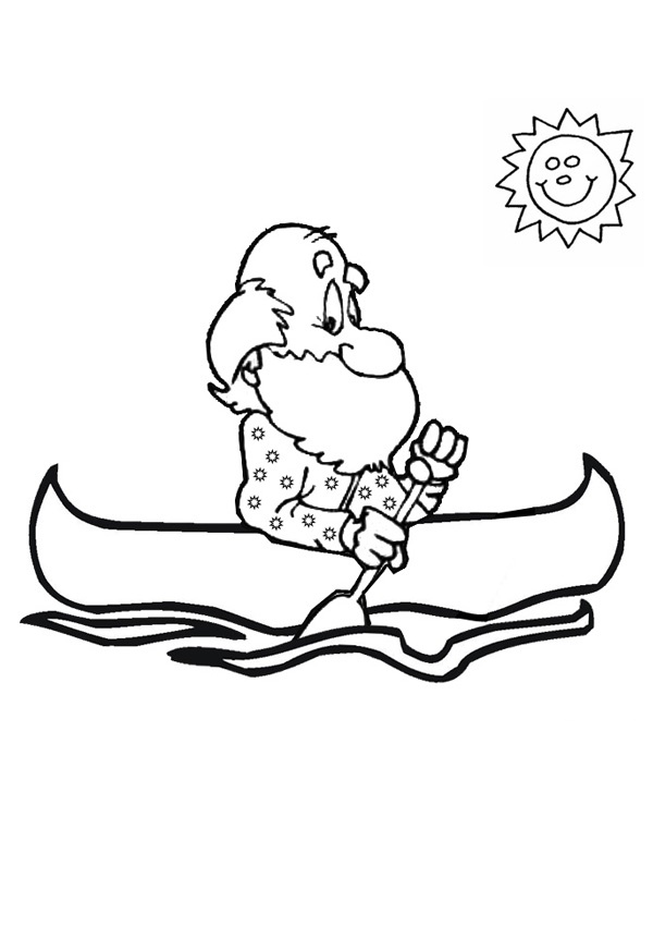 canoeing colouring page
