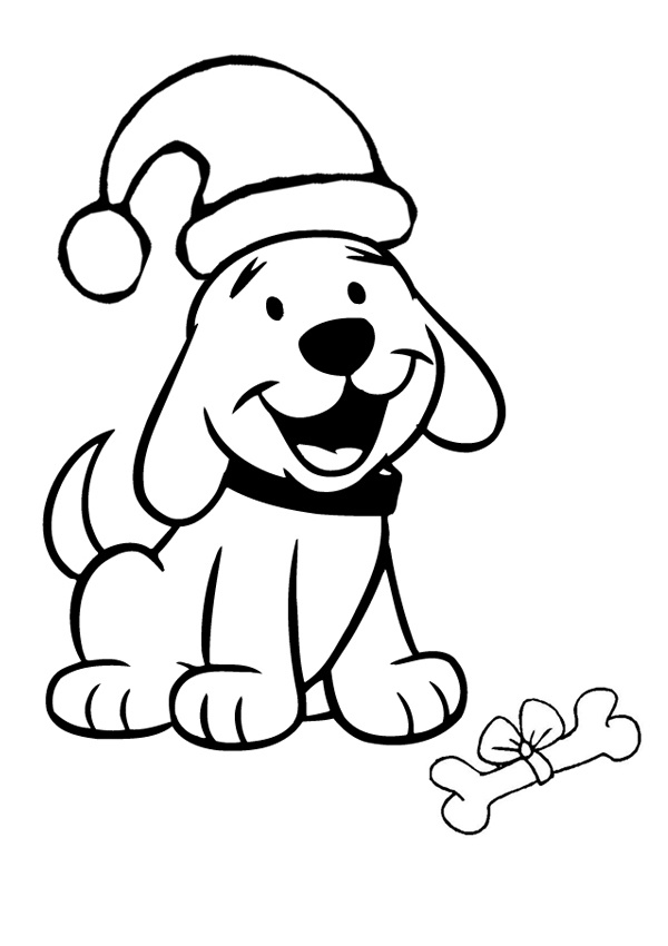 christmas puppy colouring page