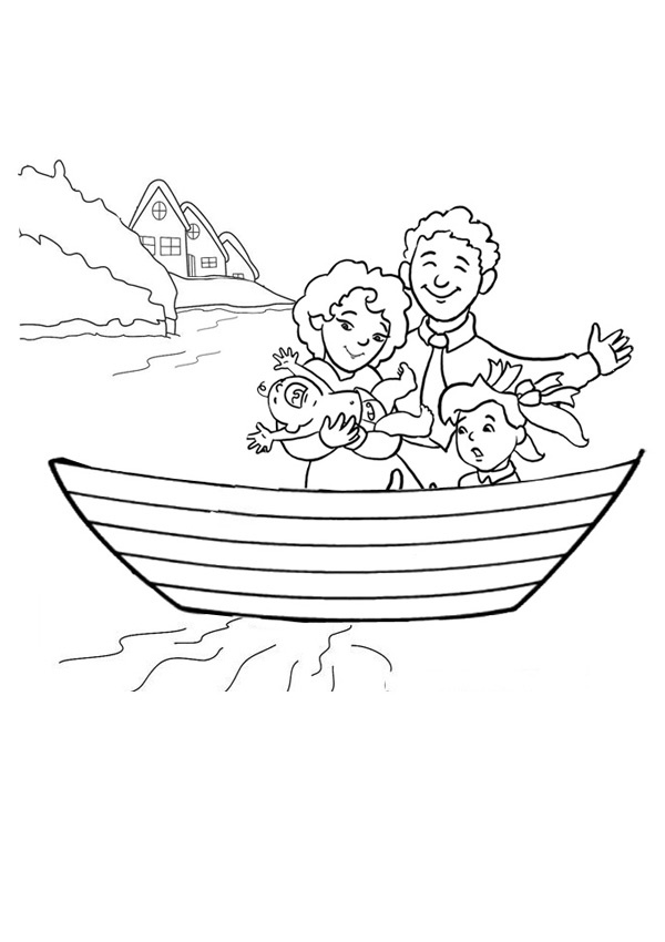 boating family colouring page