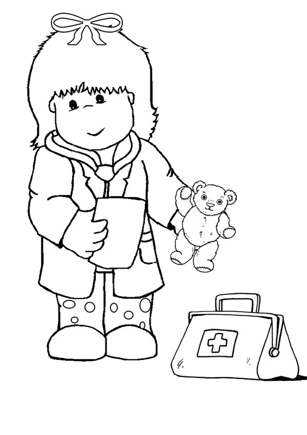 child doctor colouring page