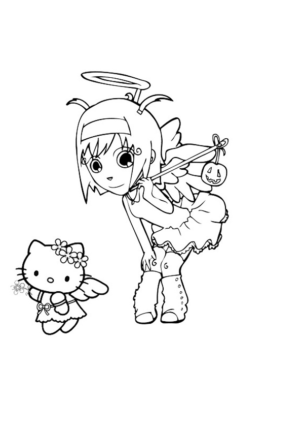 little angel colouring page