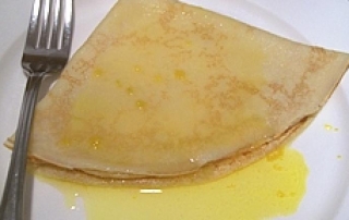 Orange syrup pancakes