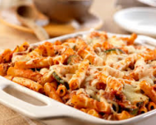 Cheesey-baked rigatoni with zucchini and mince