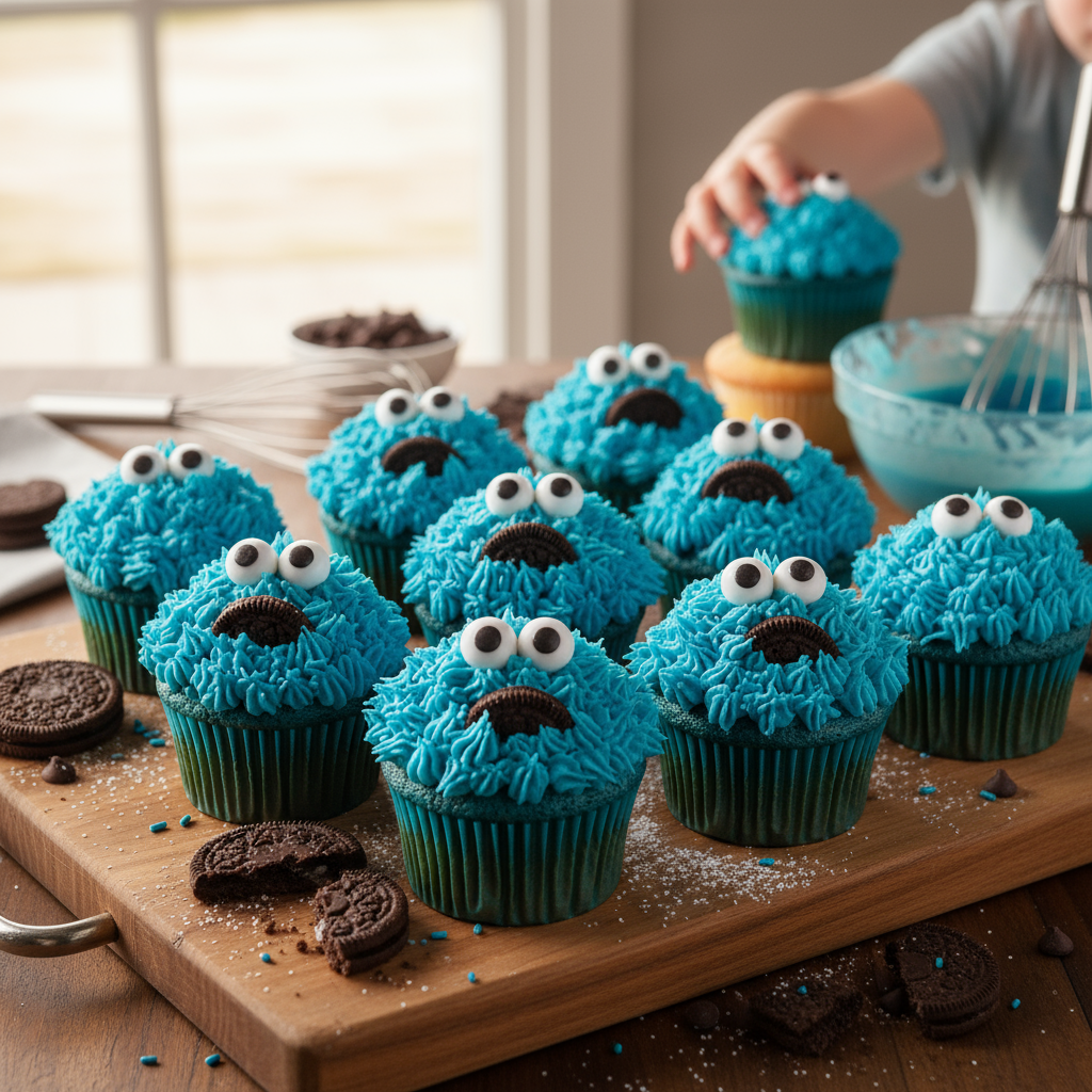 Cookie Monster cupcakes