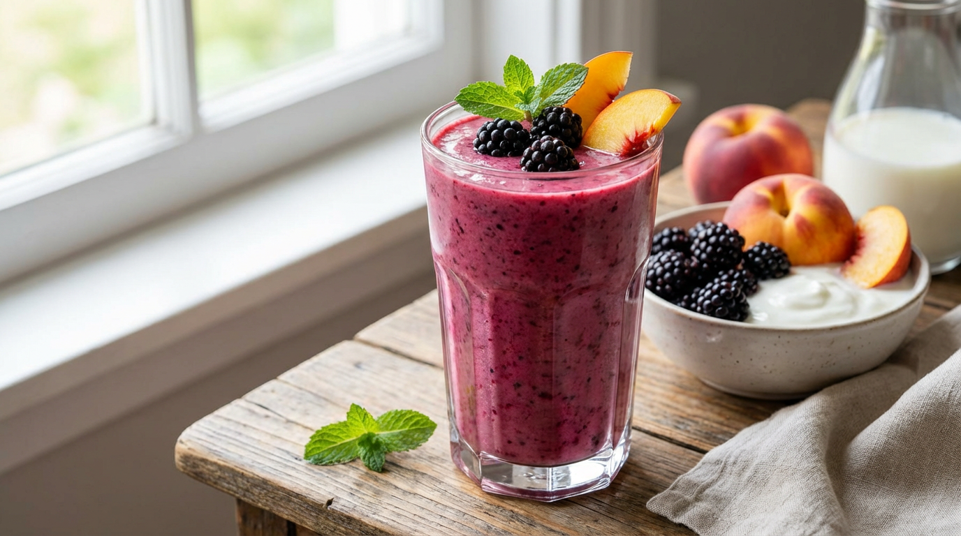 Blackberry and peach smoothie