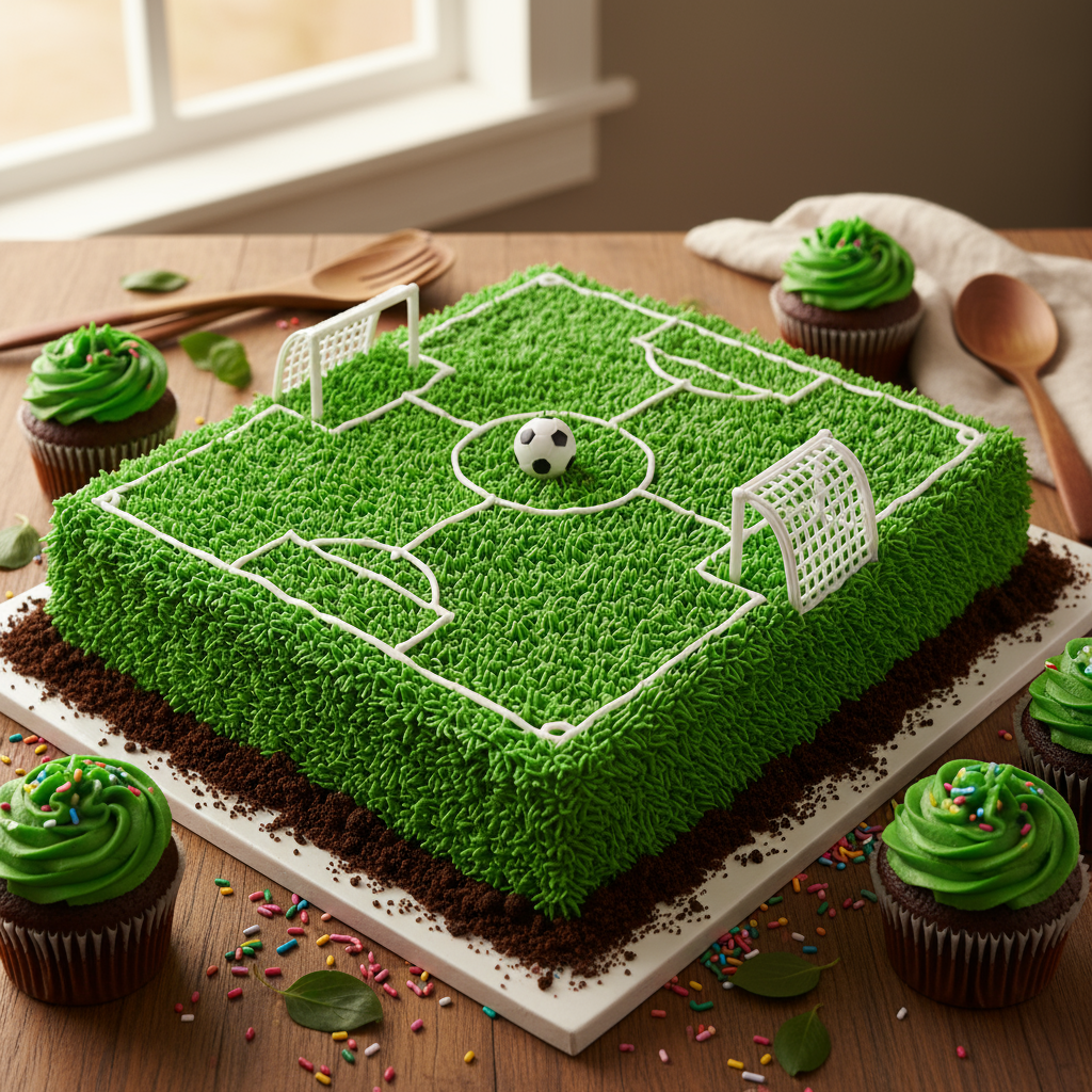 Soccer field birthday cake