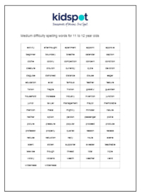 medium spelling words | Kidspot