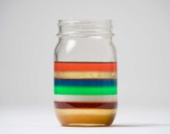 Layered bottle density experiment