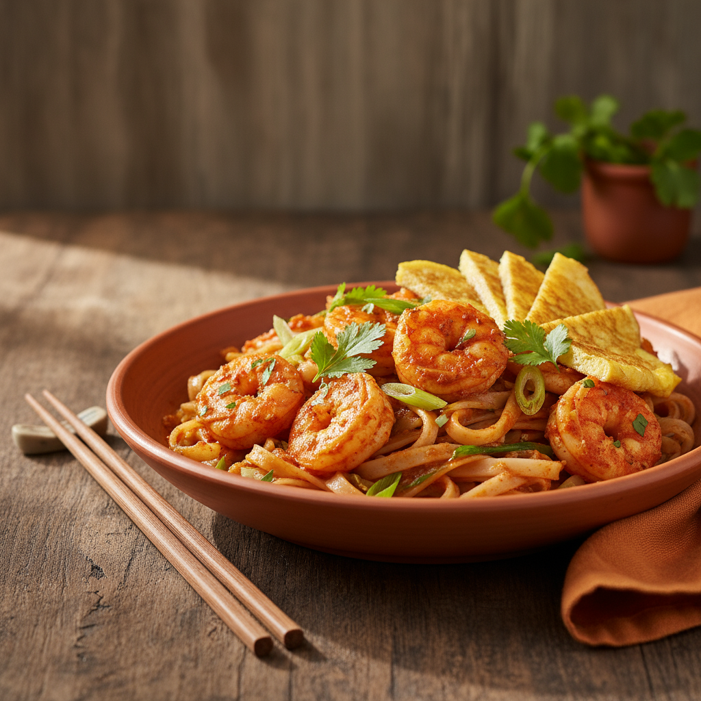 Red curry prawn noodles