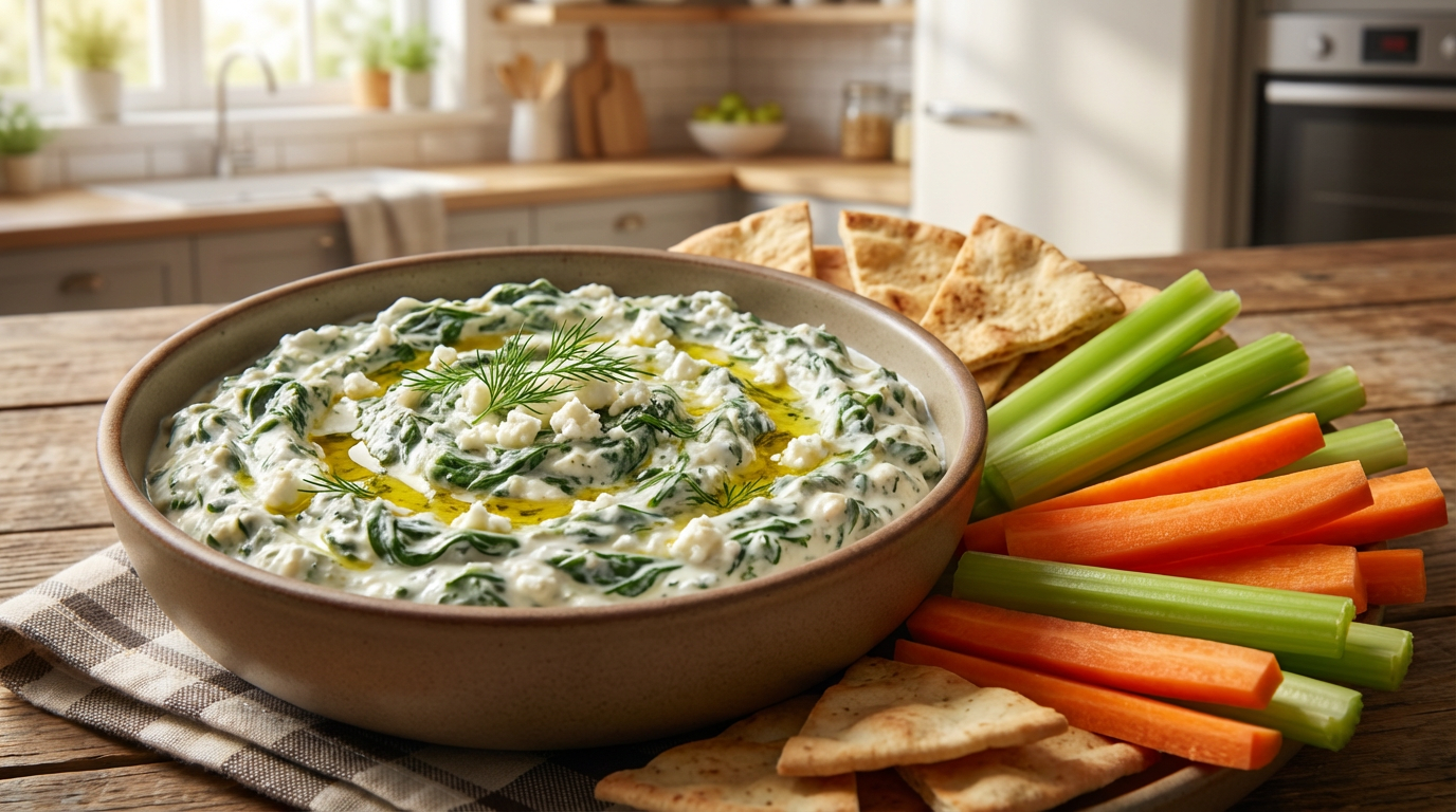 Healthy spinach and feta dip