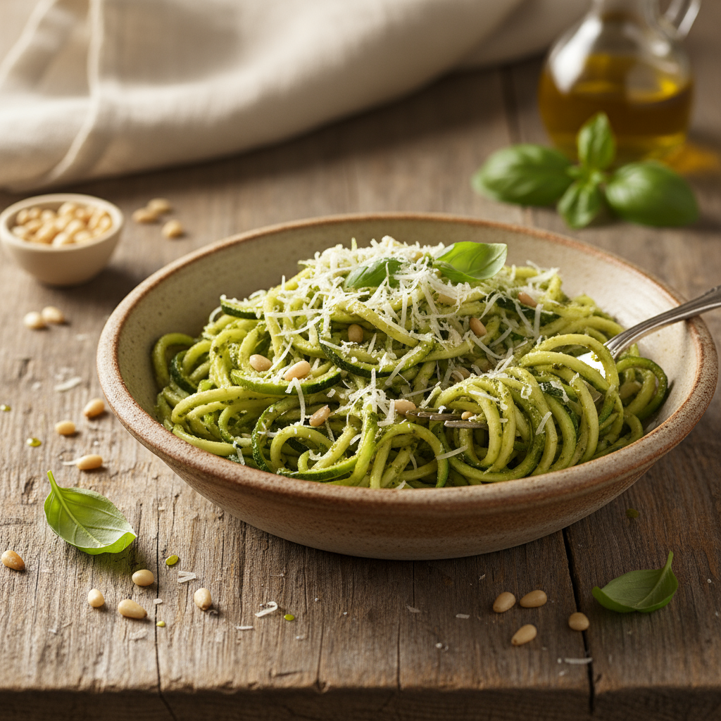 Zucchini linguine with pesto