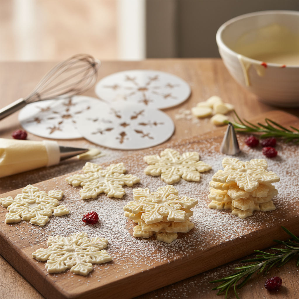 White chocolate snowflakes