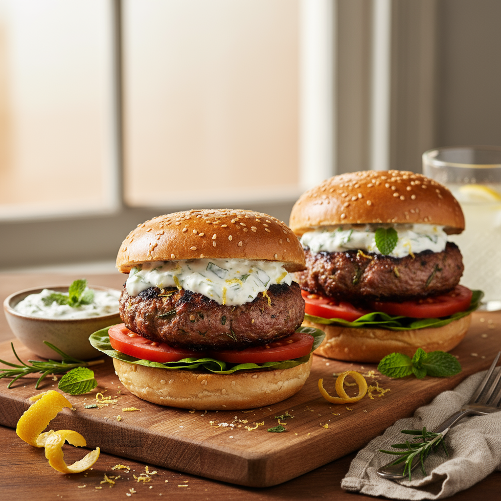 Spring lamb burgers