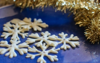 White chocolate snowflakes