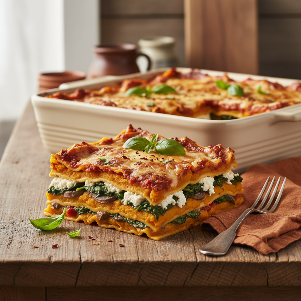 Spinach and pumpkin lasagne