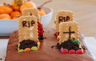 Halloween graveyard cake