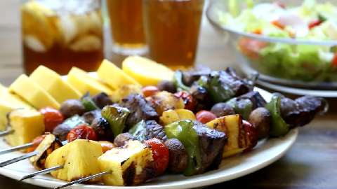 Beef and pineapple kebabs