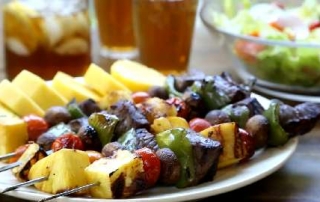 Beef and pineapple kebabs