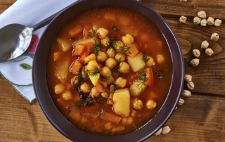 Chunky vegetable soup with chickpeas
