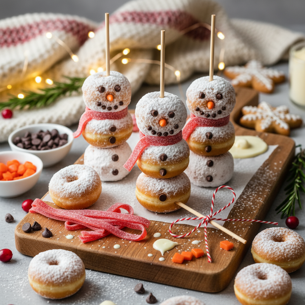 Snowman doughnut sticks