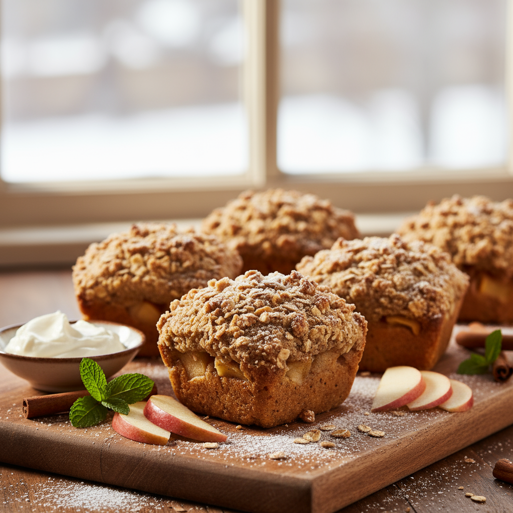 Wholemeal apple crumble loaves
