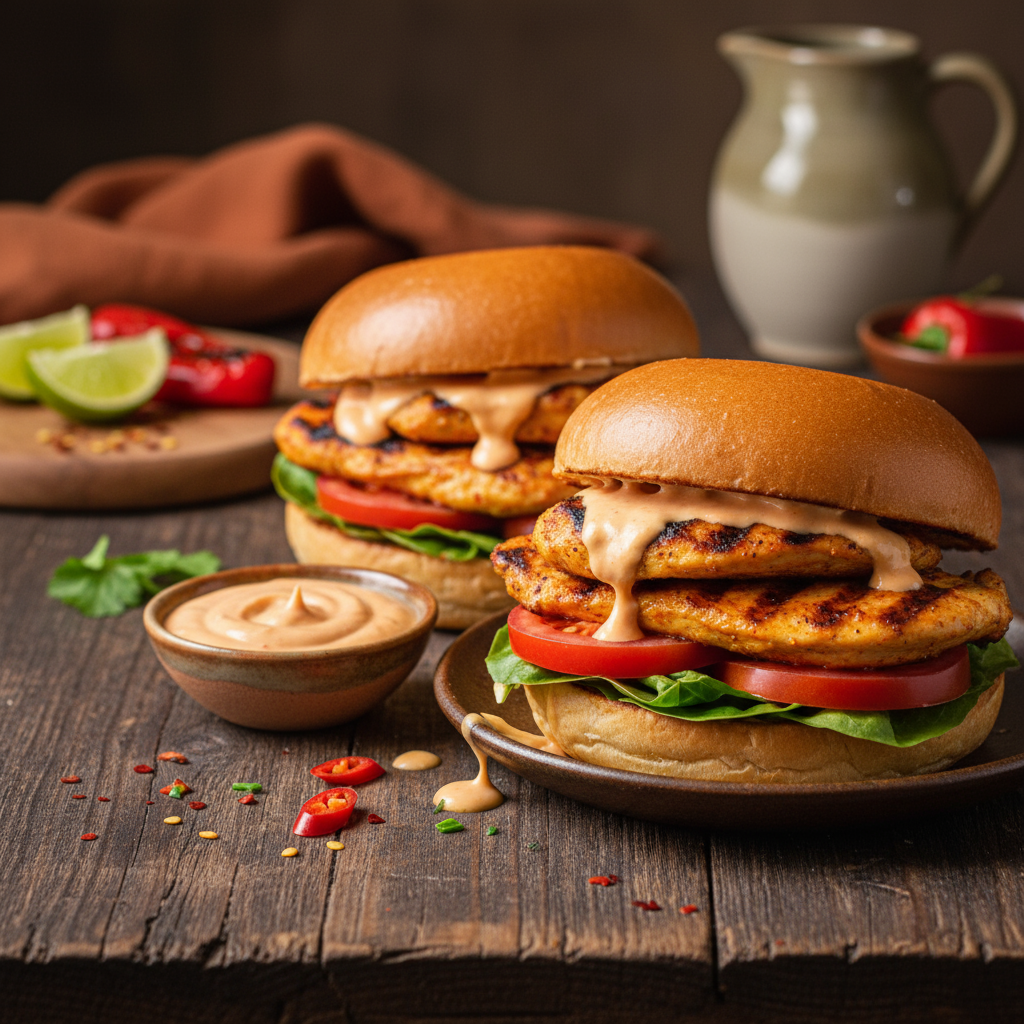 Portuguese chicken burgers