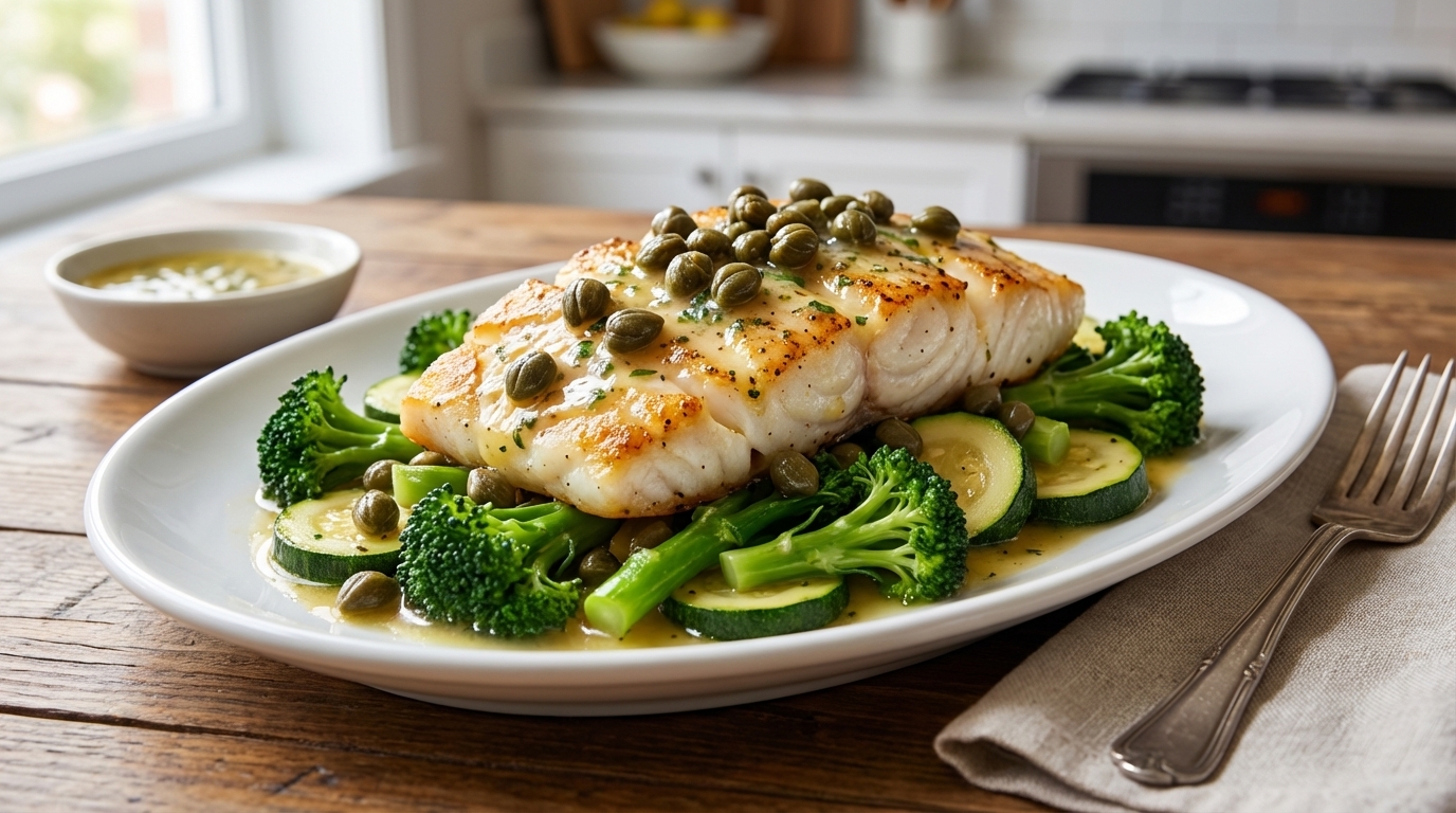 White fish with lemon butter