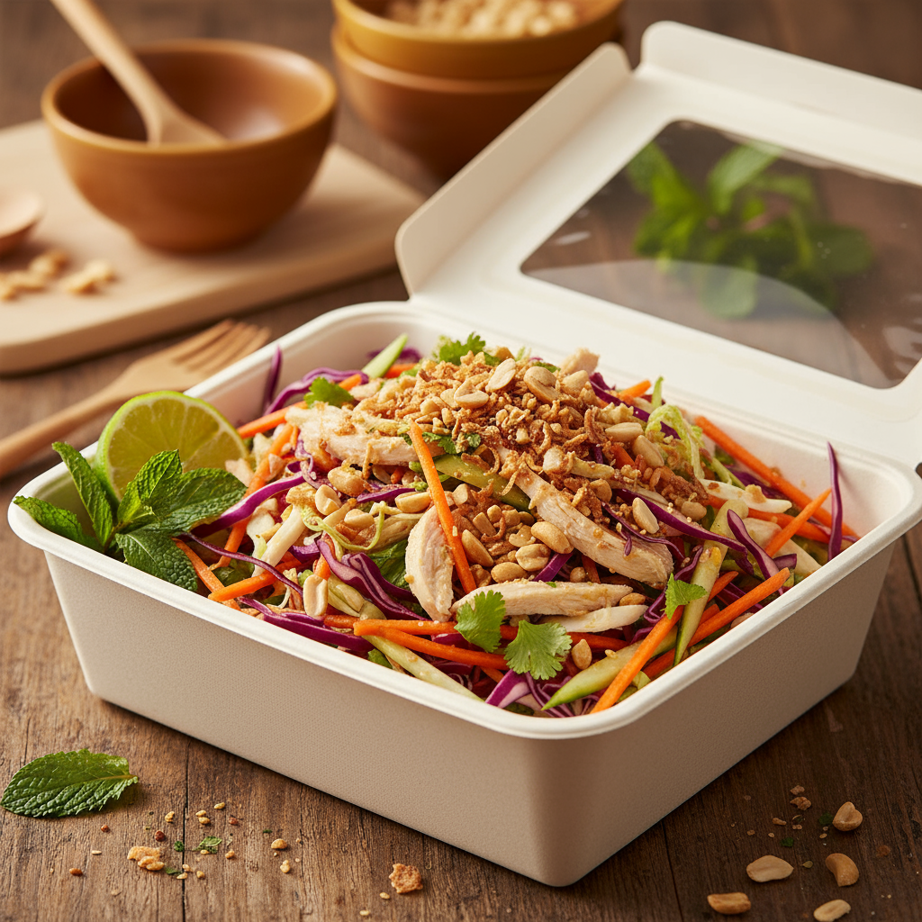 Vietnamese chicken salad in a  box