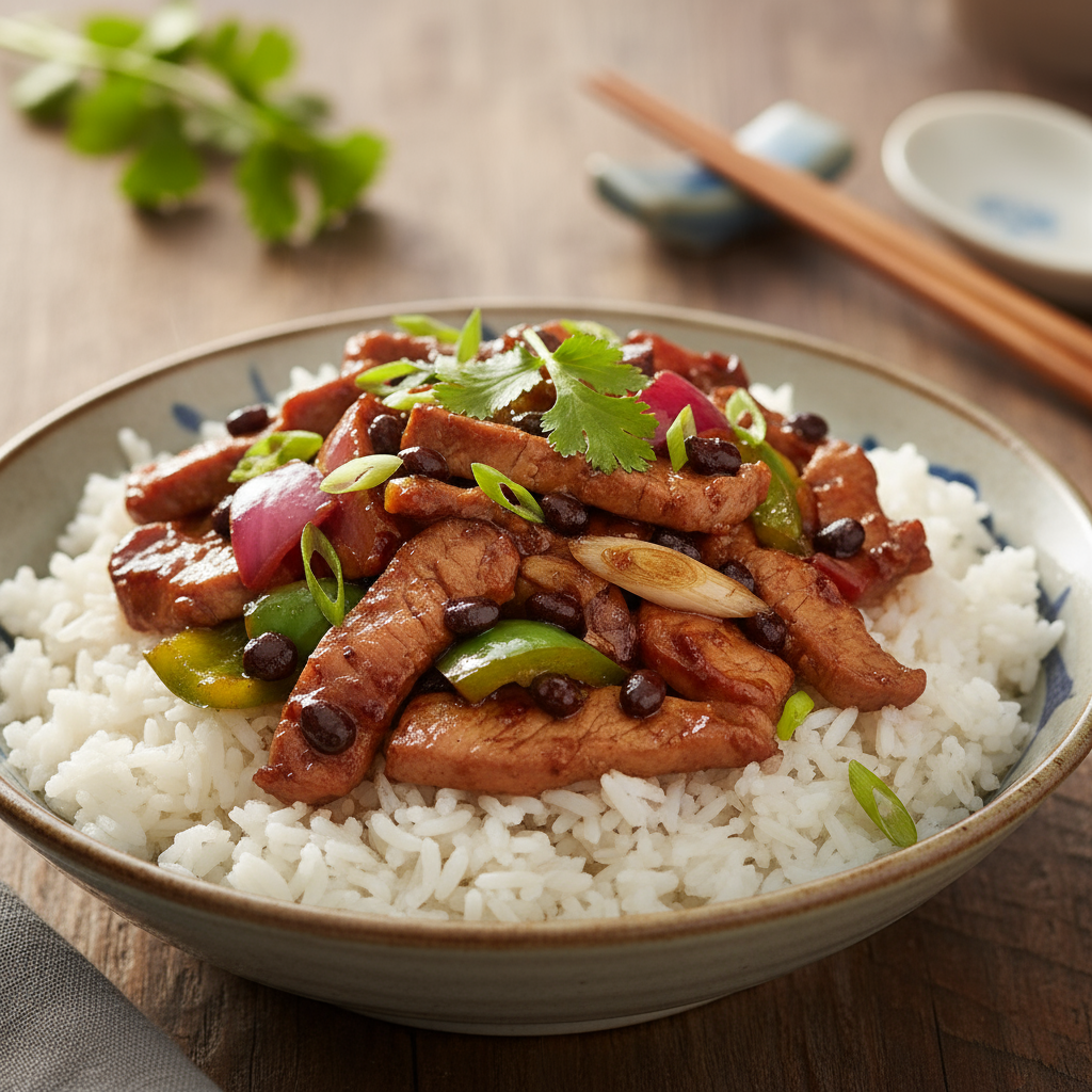 Pork in black bean sauce