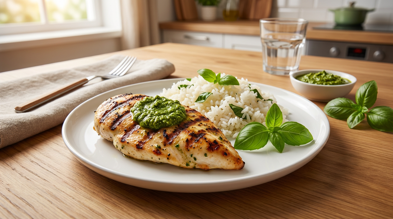 Grilled chicken with pesto