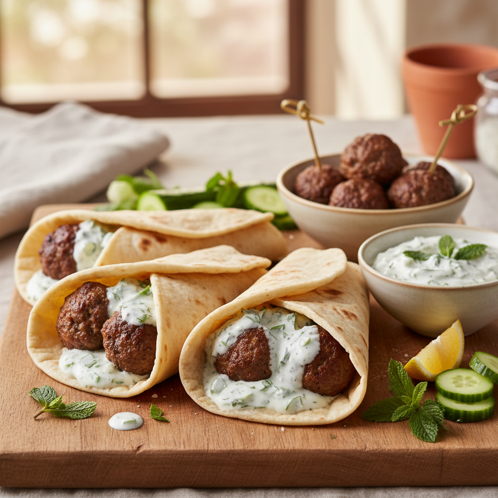 Meatball & Tzatziki Wraps