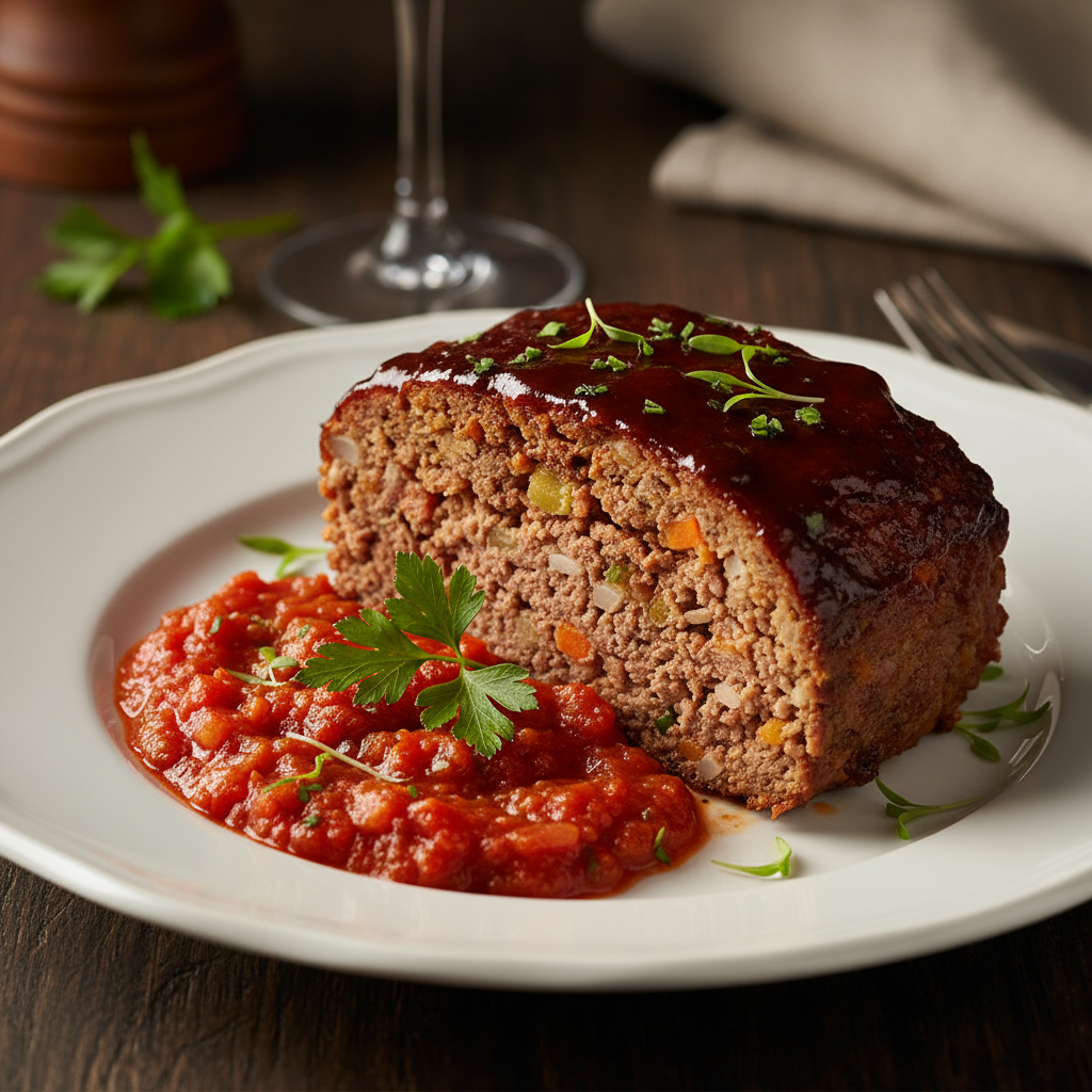 Meatloaf with tangy tomato sauce
