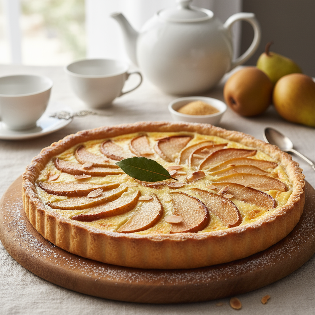 Pear and custard tart