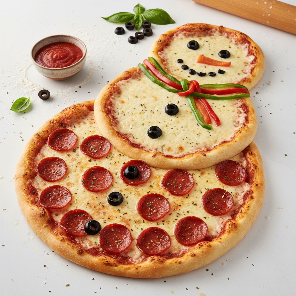 Snowman pizza