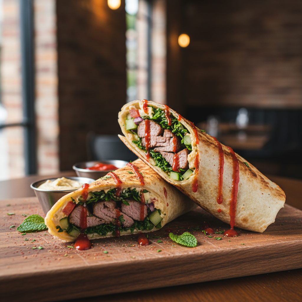 Spicy lamb wraps