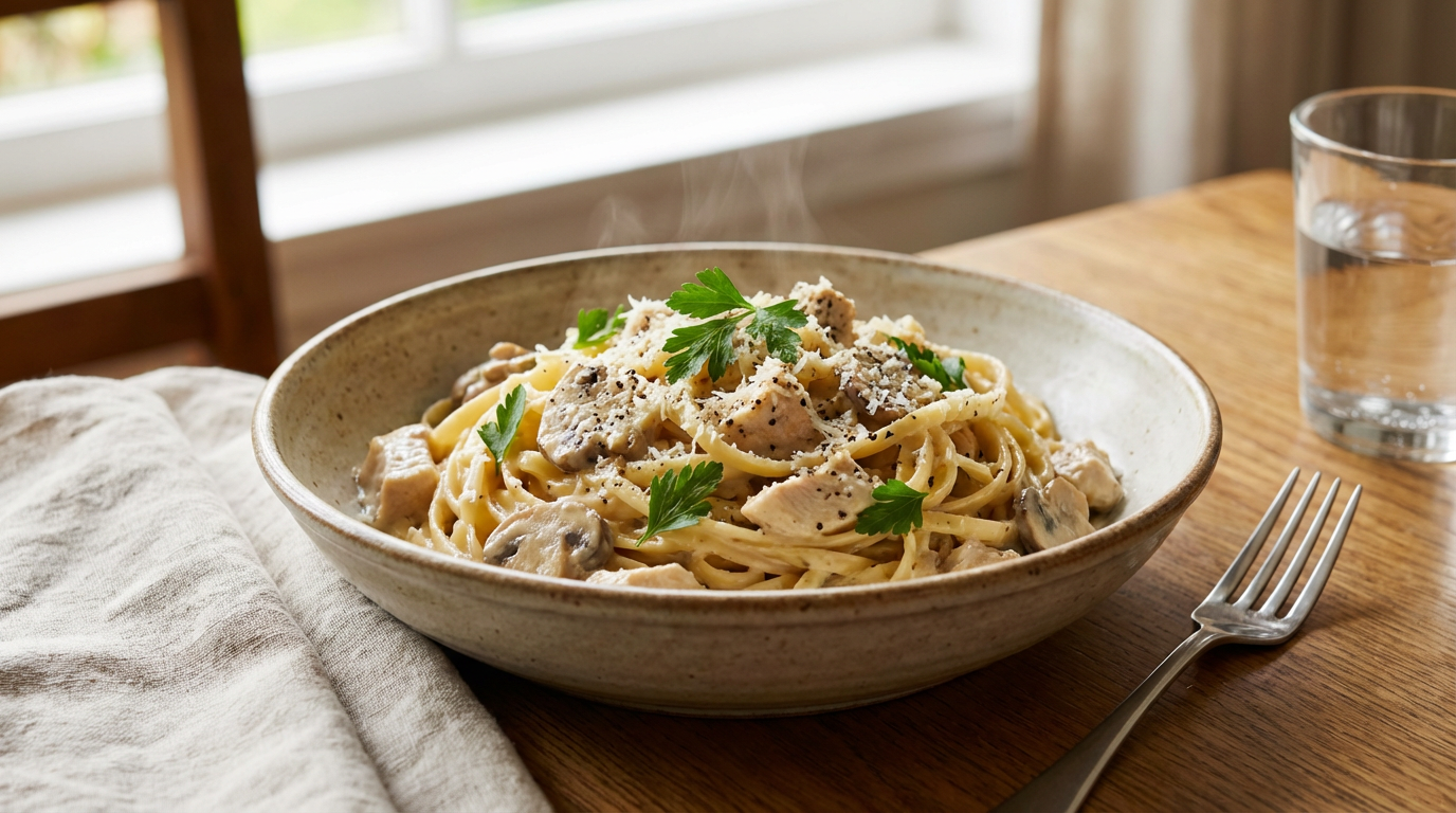 Chicken and mushroom carbonara