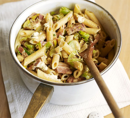 Bacon leek pasta
