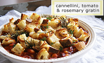 Cannellini, tomato and rosemary gratin