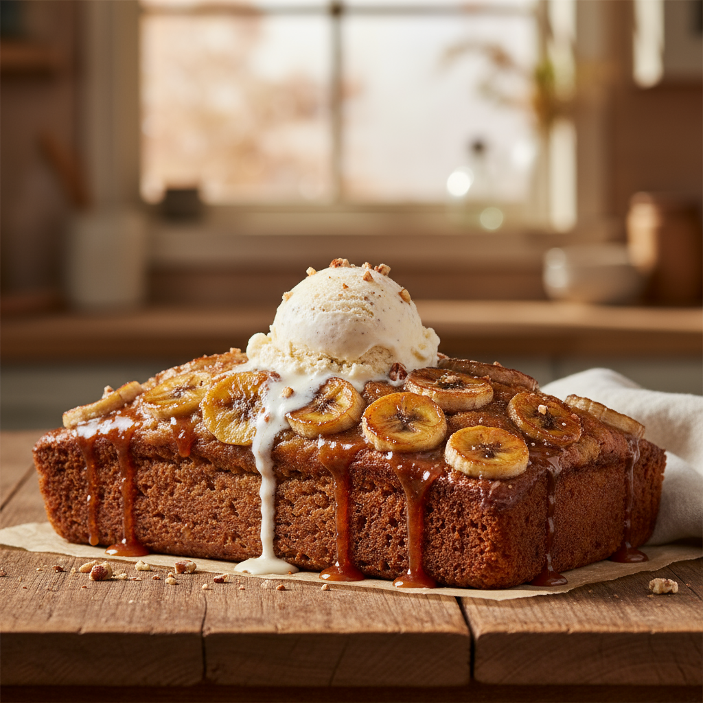 Upside-down banana bread