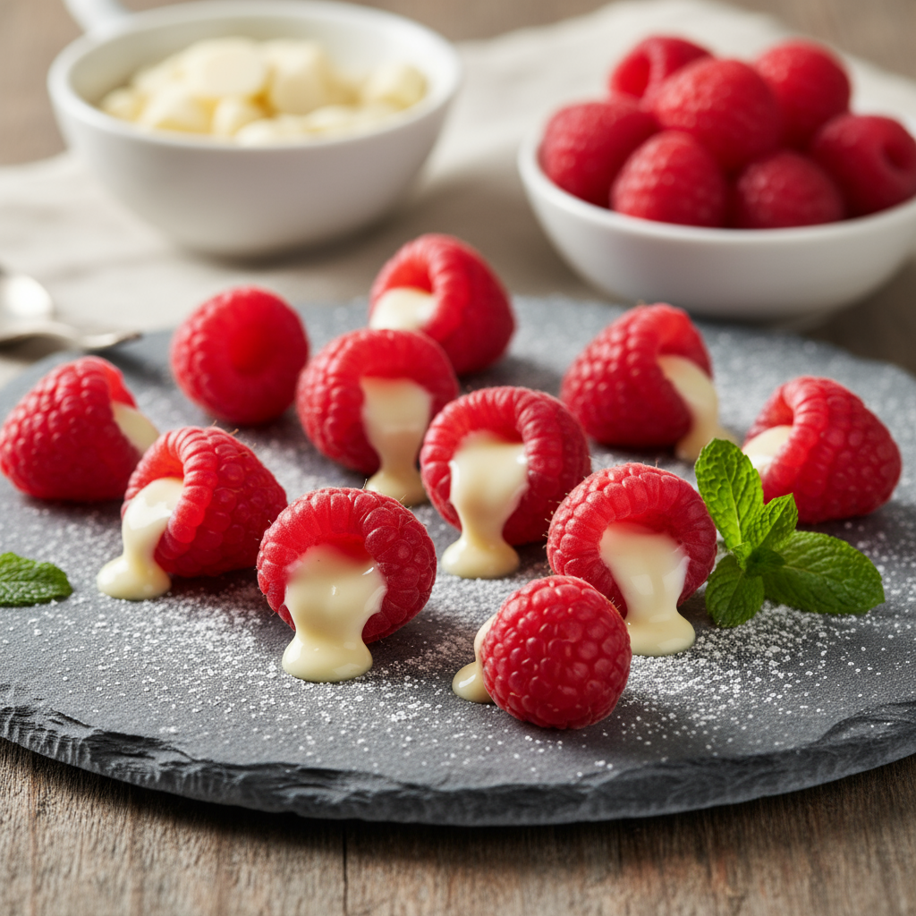 White chocolate raspberries