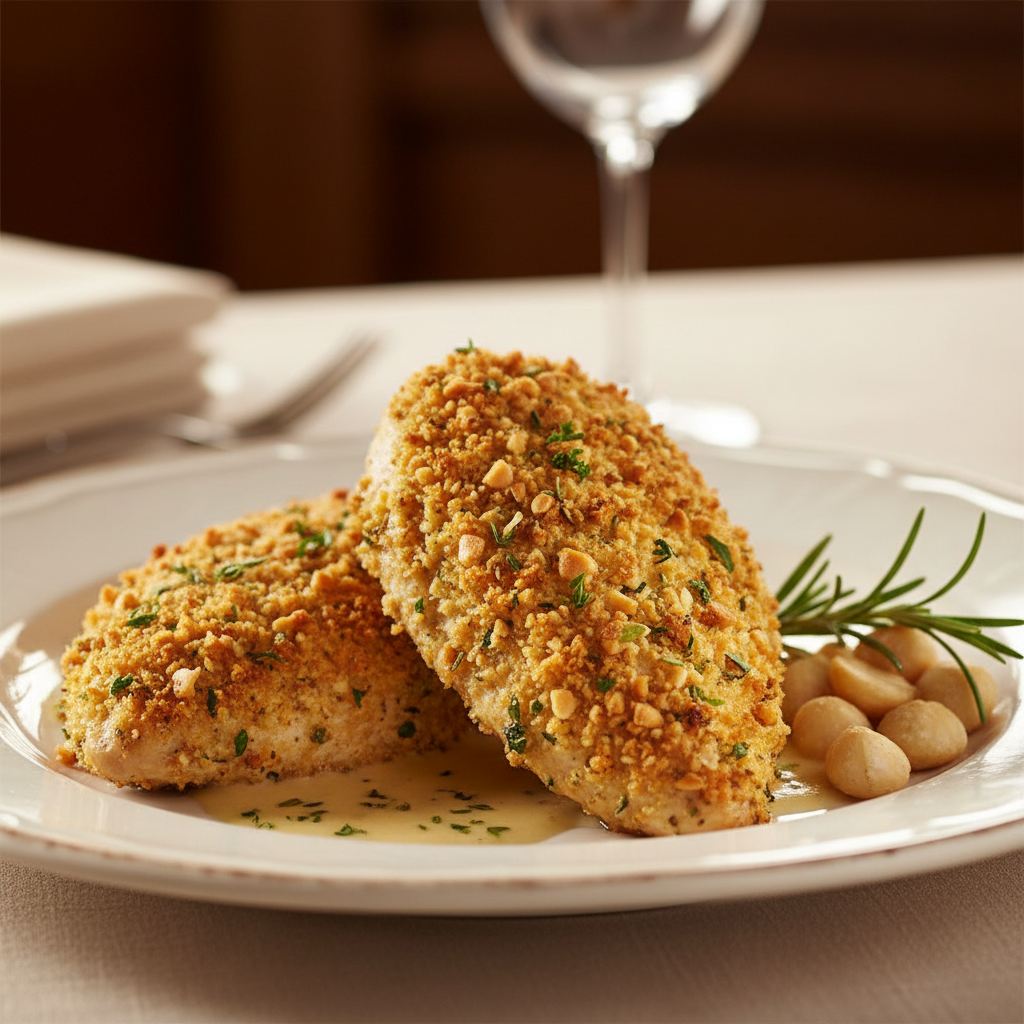 Macadamia crusted chicken
