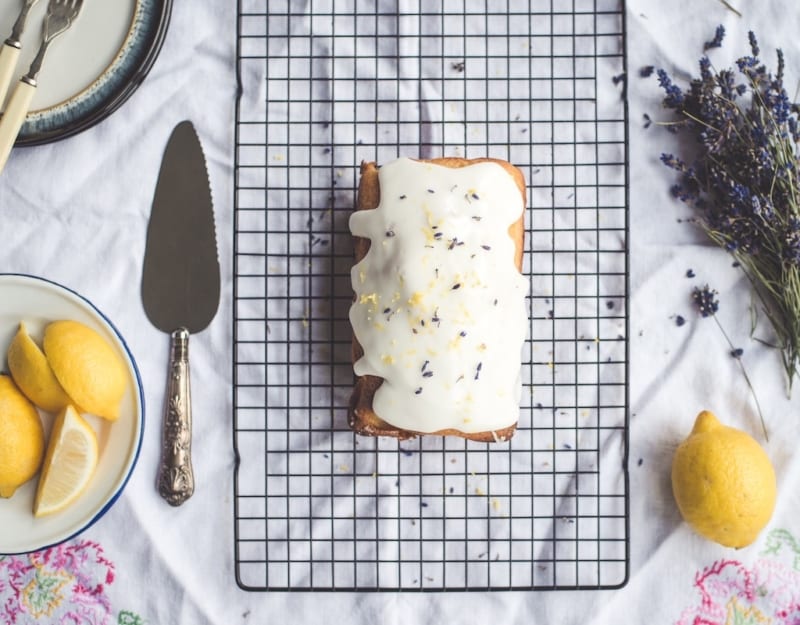 Banana cake with lemon icing