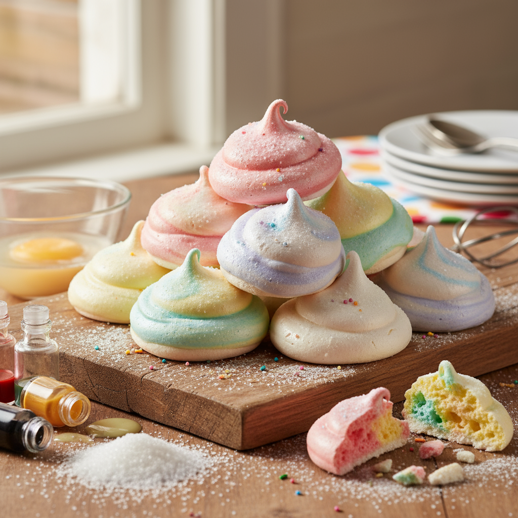 Rainbow meringues