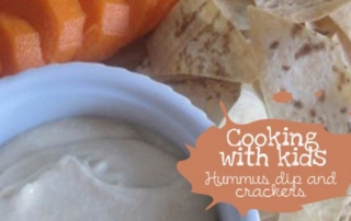 Hummus dip and crackers for kids
