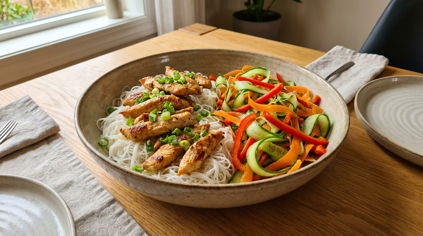 Healthy chicken noodle salad