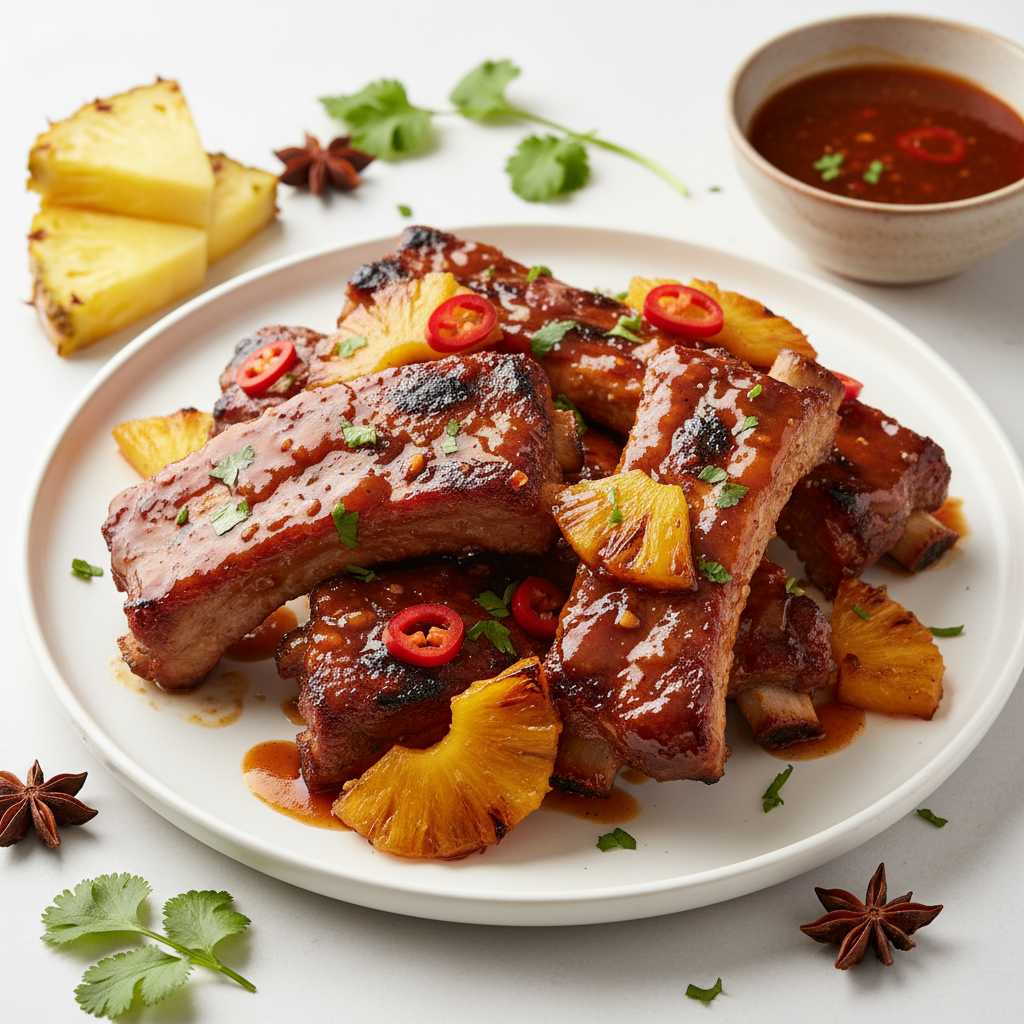Sticky pineapple pork ribs