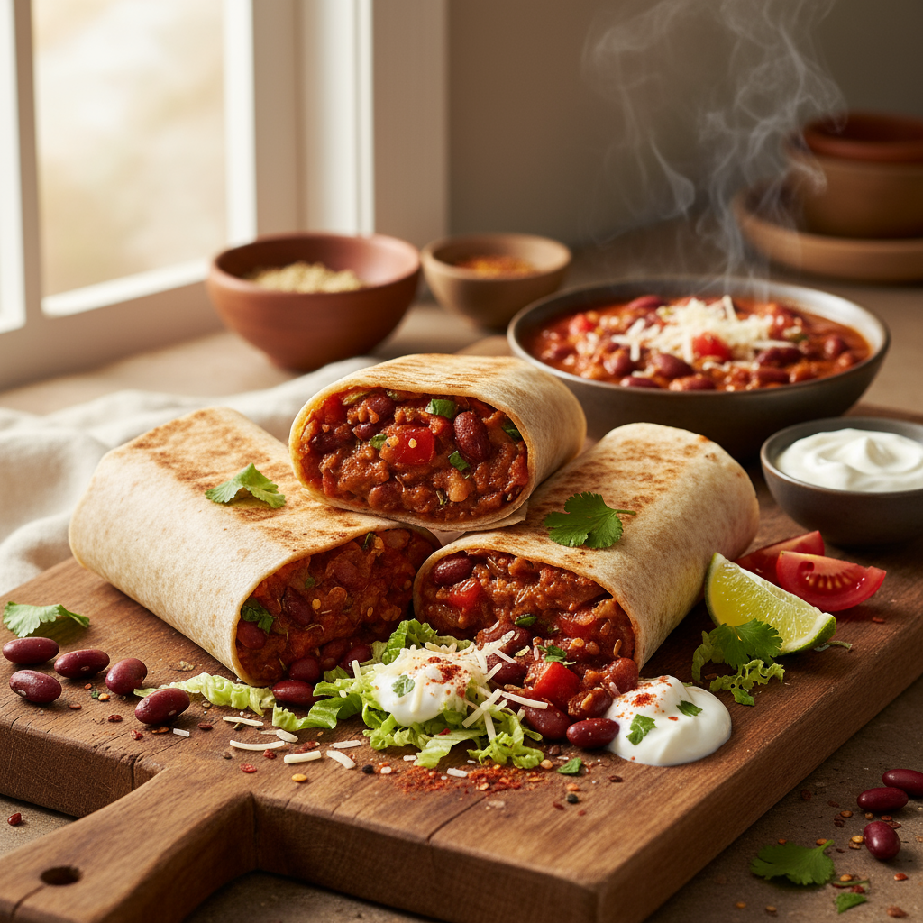 Spicy bean burritos