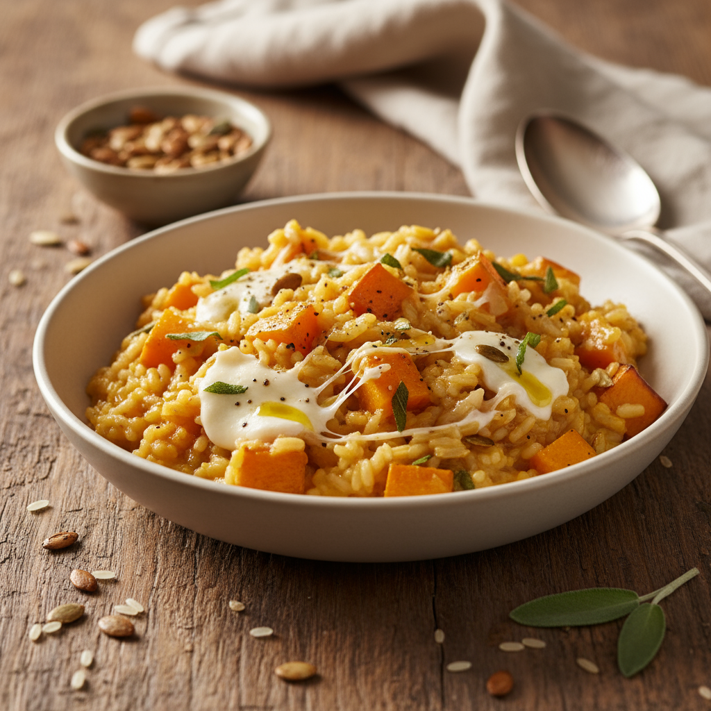 Pumpkin and mozzarella risotto