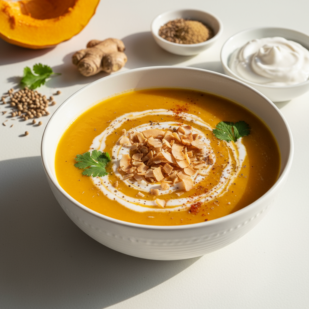 Spiced pumpkin and coconut soup