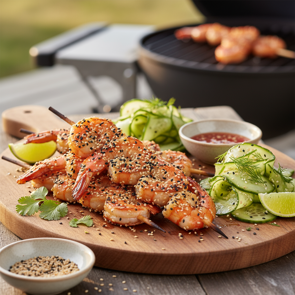 Sesame Prawn Skewers